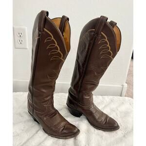 TONY LAMA Cowboy Boots Women's Sz 7 1/2 D Dark Brown Style 6423 Western Vintage